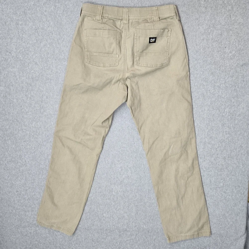 CAT Men Pants 30X32 Khaki Khakis Twill Work Pants Button 32